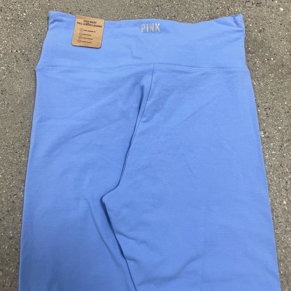 NWT Victoria’s Secret VS PINK Light Blue Stretch Leggings size Medium - Picture 1 of 12